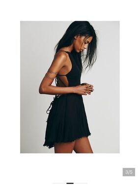 Free People Live for Your Smile Black Asymmetric Skirt Sleeveless Dress size XS